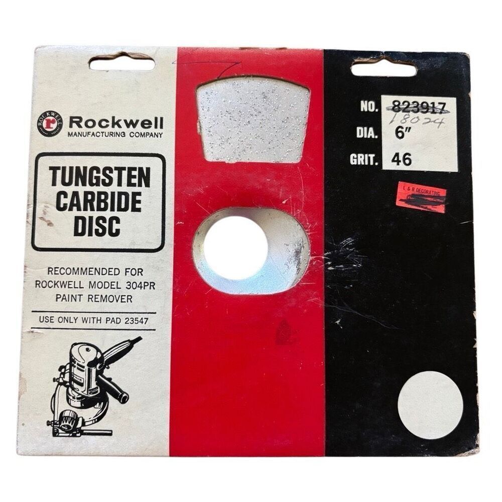 Rockwell Tungsten Carbide 6”  Diameter 46 Grit Disc No. 823917 NOS